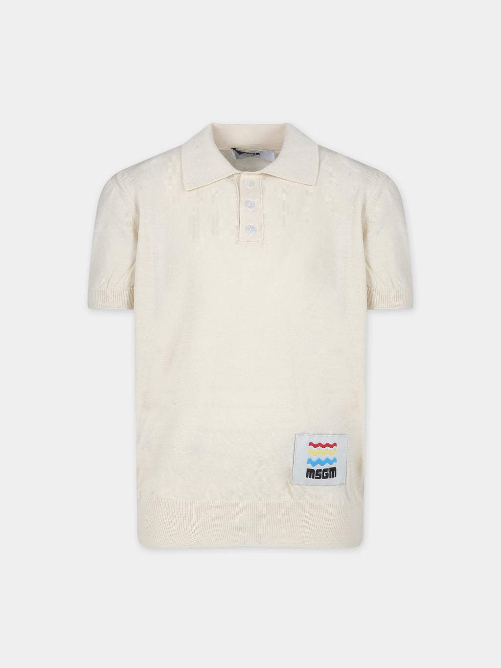 Ivory polo shirt for boy with logo